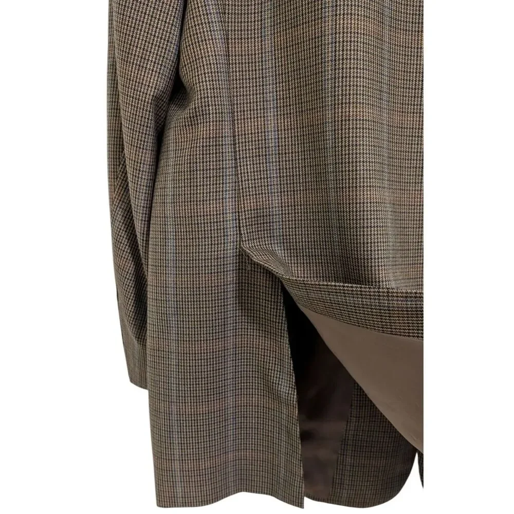 Canali Italy Pure Wool Plaid Sport Coat Blazer - Brown/Blue Super 120s US 46L